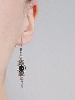 Victorian silver and black long earrings